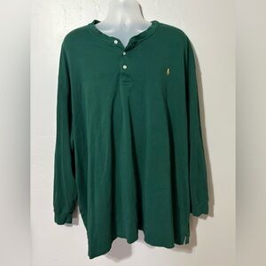 Ralph Lauren POLO Shirt Long Sleeve Men's 5XB 5XL Green 100% Cotton PONY Logo